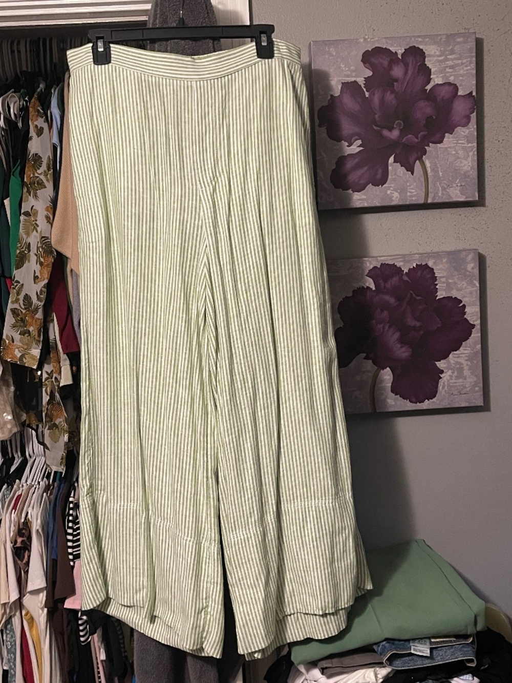 BANANA REPUBLIC ANYDAY WIDE-LEG HIGH-RISE LINEN-BLEND CROPPED PANT Size M